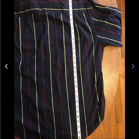 Nautica Navy Blue Striped Button Down Shirt Cotton - Picture 6 of 6